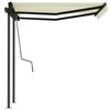 vidaXL Toldo retr&aacute;til manual com postes 3x2,5 m cor creme