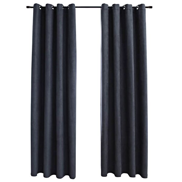 vidaXL Cortinas blackout c/ argolas em metal 2 pcs 140x225cm antracite