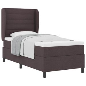 vidaXL Cama Box com colch&atilde;o Castanho escuro 90 x 200 cm tecido