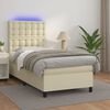 vidaXL Cama box spring c/ colch&atilde;o/LED 100x200cm couro artificial creme