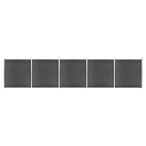 vidaXL Conjunto de painel de veda&ccedil;&atilde;o WPC 872x186 cm preto