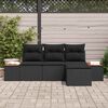 vidaXL Conjunto de Sof&aacute; de Jardim 4 pcs Preto Rattan de Polipropileno