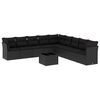 vidaXL 10 pcs conjunto sof&aacute;s de jardim c/ almofad&otilde;es vime PE preto