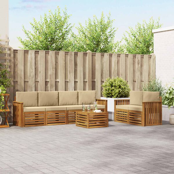 vidaXL Conjunto de Sof&aacute;s para Exterior com almofada Natural e Bege