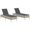 vidaXL Conj. espregui&ccedil;adeiras com almofad&atilde;o 3 pcs vime PE cinza-claro