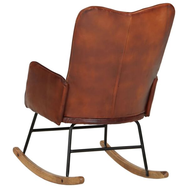 vidaXL Cadeira de baloi&ccedil;o couro genu&iacute;no castanho