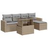 vidaXL 6 pcs conjunto de sof&aacute;s p/ jardim com almofad&otilde;es vime PE bege