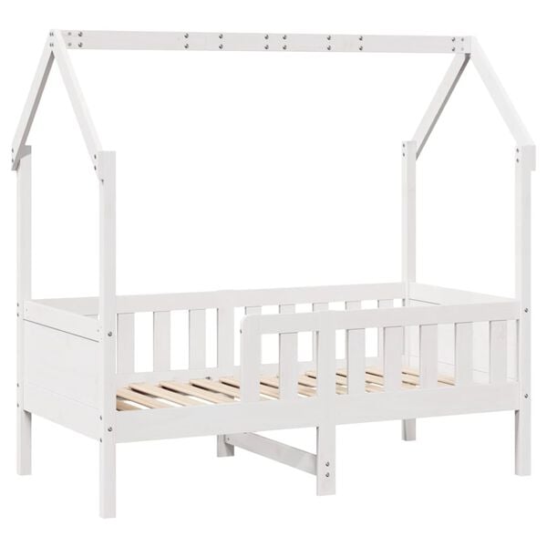 vidaXL Cama infantil formato casa 80x160 cm pinho maciço branco