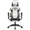 vidaXL Cadeira gaming massagens c/ apoio pés couro artif. Branco/preto