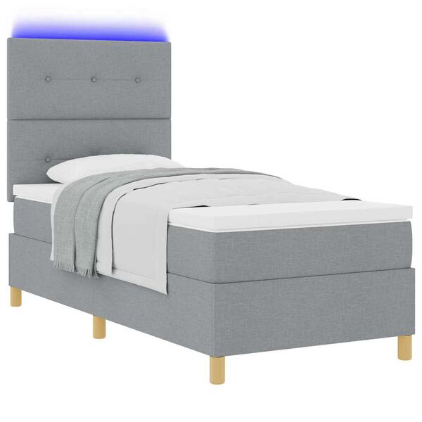 vidaXL Cama Box Spring LED Cinzento-claro 80 x 200 cm tecido