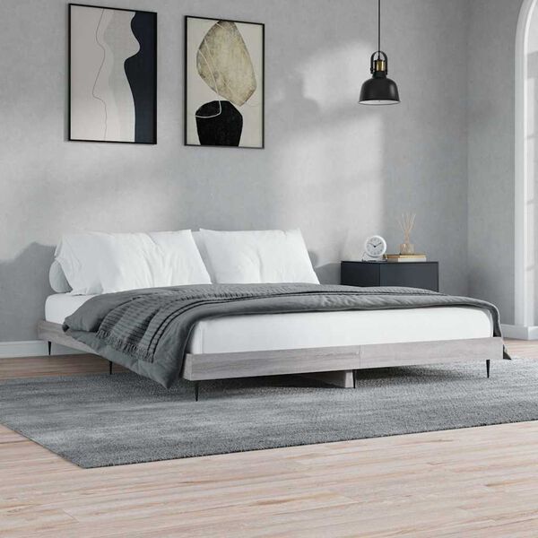 vidaXL Estrutura de cama 200x200 cm derivados madeira cinzento sonoma