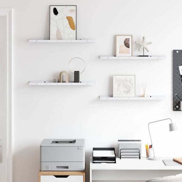 vidaXL Prateleira de Parede 4 pcs M&aacute;rmore Branco 60 x 9 x 3 cm