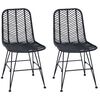 vidaXL Cadeira de jantar 2 pcs Preto 44 x 47 x 85 cm Rattan e Ferro