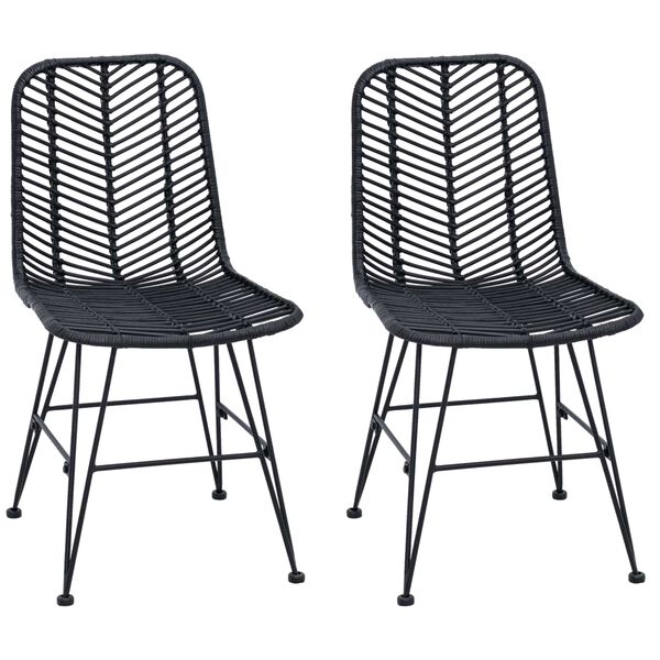 vidaXL Cadeira de jantar 2 pcs Preto 44 x 47 x 85 cm Rattan e Ferro