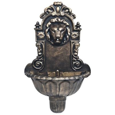 vidaXL Fonte de parede com design cabeça de leão cor bronze