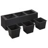 vidaXL Floreira com 3 vasos 100x30x36 cm vime PE preto