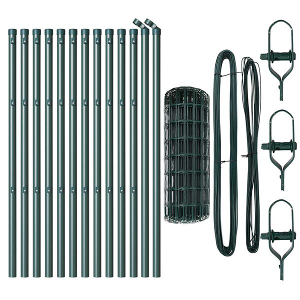 vidaXL Cerca com Poste Verde 0,8 x 25 m A&ccedil;o e PVC