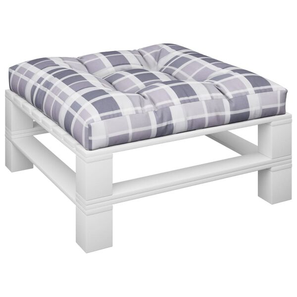vidaXL Almofad&atilde;o p/ sof&aacute; de paletes 80x80x12 cm tecido xadrez cinzento