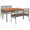 vidaXL 3 pcs conjunto de jantar p/ jardim c/ almofad&otilde;es vime PE cinza