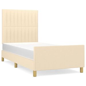 vidaXL Estrutura de cama sem colch&atilde;o 100x200 cm tecido cor creme