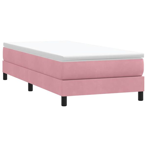 vidaXL Box Cama de primavera sem Colch&atilde;o Rosa 90x210 cm Veludo