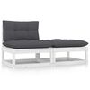 vidaXL 2 pcs conjunto lounge jardim c/ almofadões pinho maciço branco