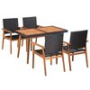 vidaXL 5 pcs conjunto de jantar para jardim vime PE preto e castanho
