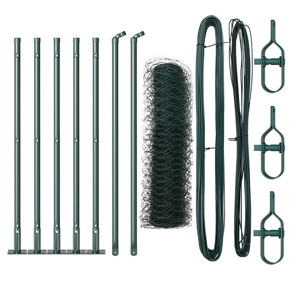 vidaXL Poste de Cerca Verde 10 x 0,5 m (malha de 36 mm) A&ccedil;o e PVC