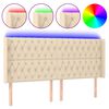 vidaXL Cabeceira cama c/ luzes LED tecido 183x16x118/128 cm cor creme