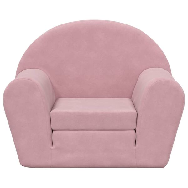 vidaXL Sof&aacute;-cama infantil de pel&uacute;cia rosa