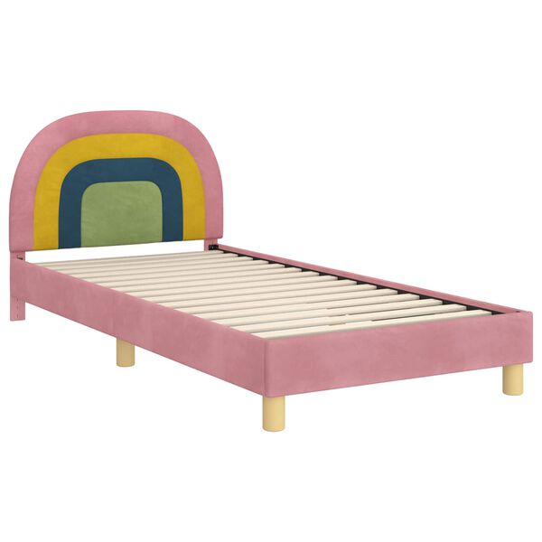 vidaXL Estrutura de Cama Infantil com Cabeceira Rosa 90 x 190 cm
