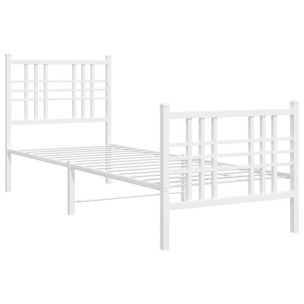 vidaXL Estrutura de cama com cabeceira e p&eacute;s 80x200 cm metal branco