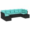 vidaXL Conjunto de Sof&aacute; de Jardim 7 unid. Preto vime PE