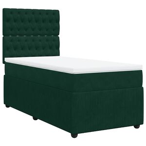 vidaXL Cama com molas/colch&atilde;o 90x190 cm veludo verde-escuro