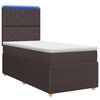 vidaXL Cama Box com LED e Colch&atilde;o Marrom Escuro 100 x 200 cm Tecido