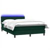 vidaXL Cama box spring c/ colch&atilde;o e LED 160x220 cm veludo verde-escuro