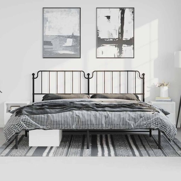 vidaXL Estrutura de cama com cabeceira 183x213 cm metal preto