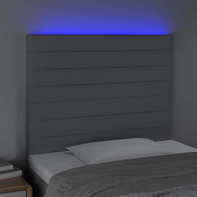 vidaXL Cabeceira cama c/ luzes LED tecido 100x5x118/128cm cinza-claro