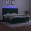 vidaXL Cama box spring c/ colch&atilde;o/LED 160x200 cm veludo verde-escuro