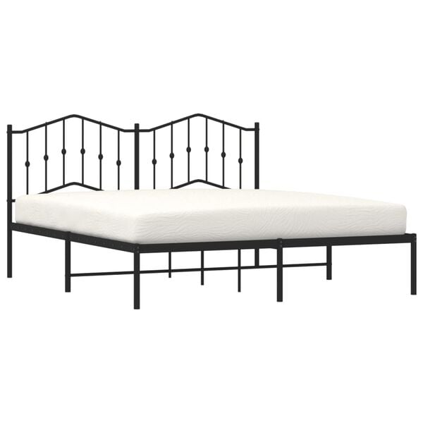 vidaXL Estrutura de cama com cabeceira 160x200 cm metal preto