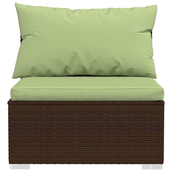 vidaXL 7 pcs conjunto lounge jardim c/ almofad&otilde;es vime PE castanho