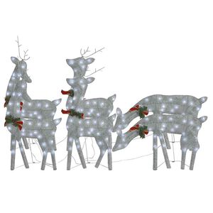 vidaXL Renas de Natal 6 pcs malha prateado/branco frio