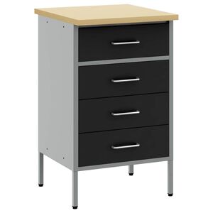 vidaXL Bancada de trabalho com gaveta Preto e Cinza 50 x 55 x 85 cm