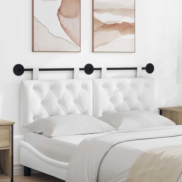 vidaXL Cabeceira Suspensa Branco 150 x 55 x 7 cm tecido