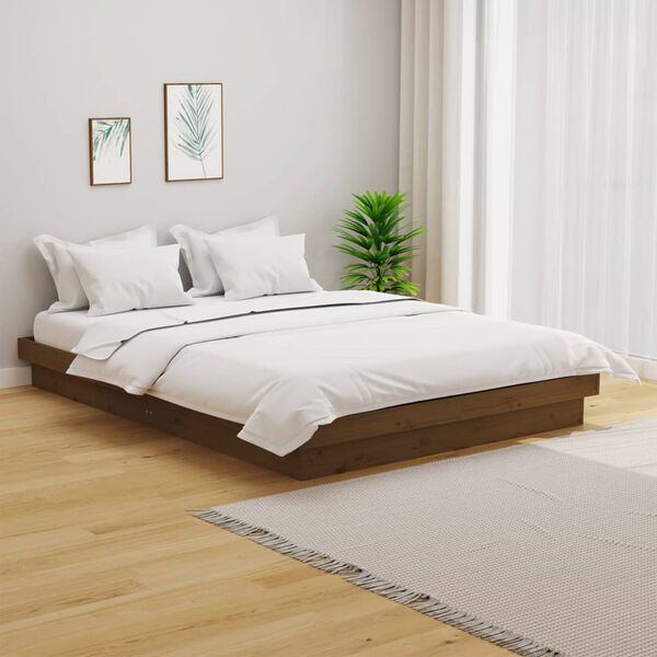 vidaXL Estrutura cama pequena de casal 120x190 cm madeira castanho-mel
