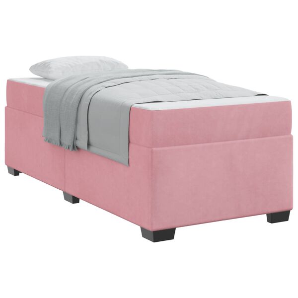 vidaXL Estrutura da Cama com colch&atilde;o Rosa 90 x 200 cm tecido