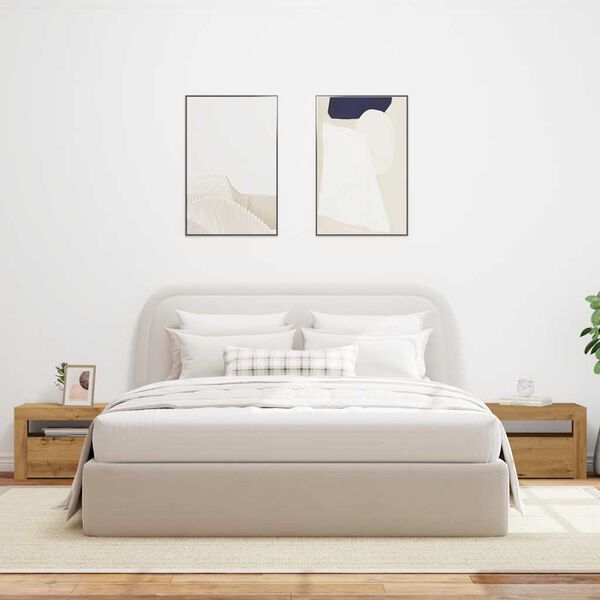 vidaXL Mesas cabeceira c/ LEDs 2 pcs 60x35x40 cm carvalho artesanal