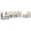 vidaXL 5 pcs conjunto lounge de jardim c/ almofad&otilde;es vime PE antracite