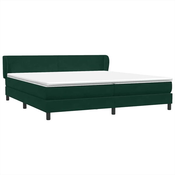 vidaXL Cama com molas colch&otilde;es 200x210 cm veludo verde-escuro