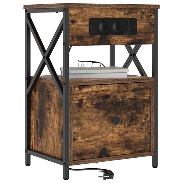 vidaXL Arm&aacute;rio de Cabeceira 2 pcs Carvalho Defumado 40 x 31 x 60 cm